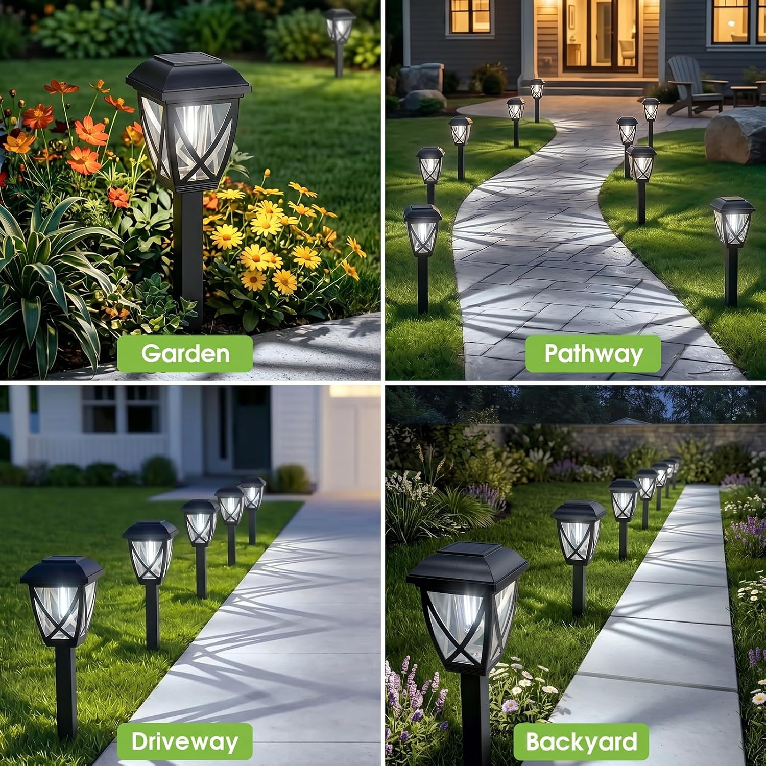 Solar Pathway Lights Outdoor 10 Pack, Cool White 6000K Solar Lights | Auto On/Off Waterproof Energy Saving Outside Landscape Lights for Walkway, Yard, Garden & Driveway