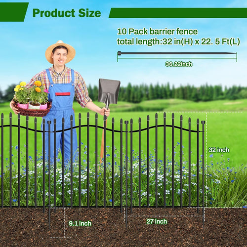 10 panels no dig decorative garden fence shown in use