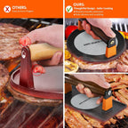 GGC Cast Iron Burger Press Kit, 7" Round and 8"x4" Rectangle Smash Burger Press Set for Grill and Griddle Cooking, 2PCS Meat Press with Wooden Handle for Bacon, Hamburgers, Eggs, Sandwiches