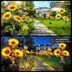 Upgraded Solar Sunflower Lights, 4-Pack Solar Garden Lights with Bigger Round Panel, 40-Hour Runtime for Indoor & Outdoor Decor, Waterproof for Patio Yard Garden