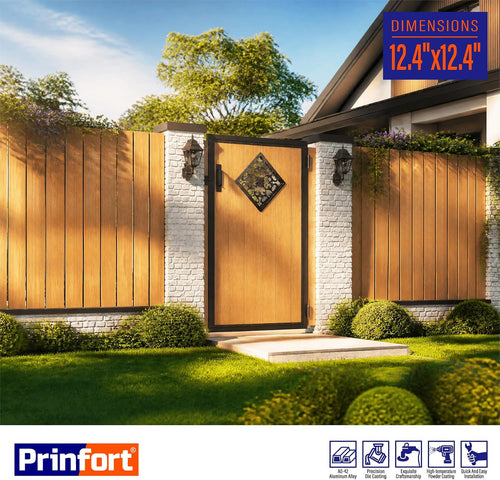 12.4" x 12.4" decorative insert for fence & shown in use