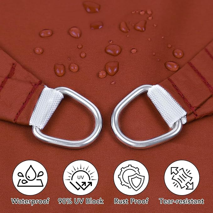 Artpuch Waterproof Sun Shade Sail, 10'x13' Rust Red Rectangular, UV Resistant Rain Canopy, Curved Edges Shade Cloth for Outdoor Patio, Deck, Yard