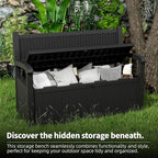 80 Gallon Outdoor Storage Bench Deck Box Waterproof Lockable,Outdoor Storage Furniture for Patio,Garden and Porch,Tools and Cushions（Black）