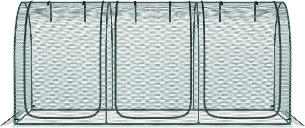 outsunny 9' x 4' crop cage plant protection, front angle view