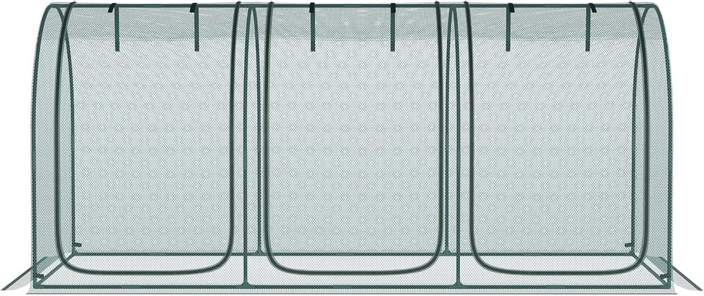 outsunny 9' x 4' crop cage plant protection, front angle view