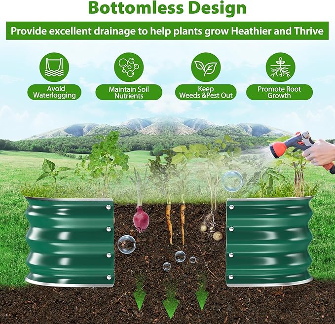 Galvanized Raised Garden Bed for Gardening, 4x4x1ft Large Square Metal Planter Boxes Outdoor for Vegetable,Flower,Herb,Modular Above Ground Growing Container,Green,Easy Assembly
