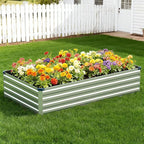 Vengarus 10x3x1FT (2 Pack) Galvanized Raised Garden Bed Kit, Outdoor Metal Planter Box for Vegetables, Rectangular Steel Container, Easy Assembly (Sliver)