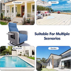 Outdoor Recliner Chair Set of 2, Wicker Patio Recliners with Adjustable Backrest and Extended Foot Rest, Reclining Patio Chairs with Flip Table & Removable Cushion Cover for Porch