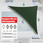Amgo Custom Size 6' x 8' x 10' Green Right Triangle Sun Shade Sail Order to Make Canopy Awning UPF50+ AGSLT, 95% UV Blockage, Water & Air Permeable, 200GSM Commercial Standard (We Customize)