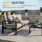 Solaste Aluminum Patio Furniture Set for All Weather, Oversized Metal Outdoor Furniture Set with 27.5" Deep Seating and 3.2" WIde Armrest, Outdoor Patio Conversation Sets with 10’’ Back Suport Cushion