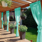 SpaceDresser Waterproof Outdoor Sheer Curtains for Patio - 2 Panels Rod Pocket Indoor Voile Sheer Curtain for Living Room,100W x 96L inch, Turquoise