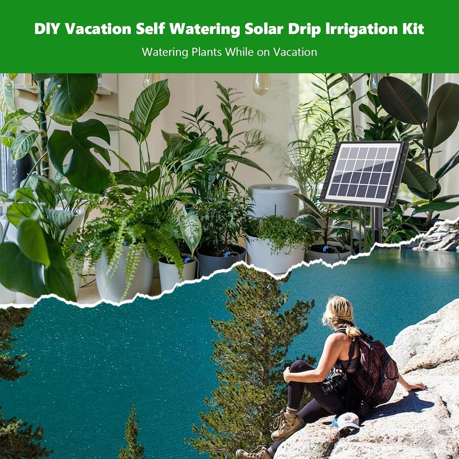 Solar Drip Irrigation Kit Accessories, 49FT Tubing, 15 Drippers | ncludes 49FT tubing, 15 drippers, 15 tee fittings, filter and pump fitting for solar drip irrigation system expansion