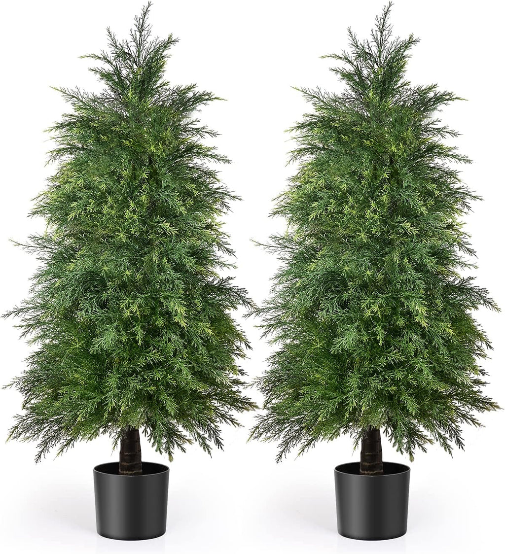 4ft artificial cedar topiary trees, outdoor artificial plants, main product view