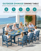 SERWALL Outdoor Dining Chairs Set of 4, All-Weather HDPE Patio Chair with 19.7" Widened Seat, for Backyard, Garden, Blue