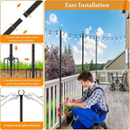10 Pack String Light Poles,10 Ft Light Poles for Outside String Lights,Outdoor Lights Pole with Fork,Metal Poles Stand for Patio Deck Backyard