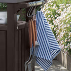Keter Outdoor Grill Prep Table & Serving Cart, Stainless Steel Top, Unity, 40 Gal, Brown - Portable Bar Table and Cooking Accessory for Pool, Patio, Lawn, and Backyard
