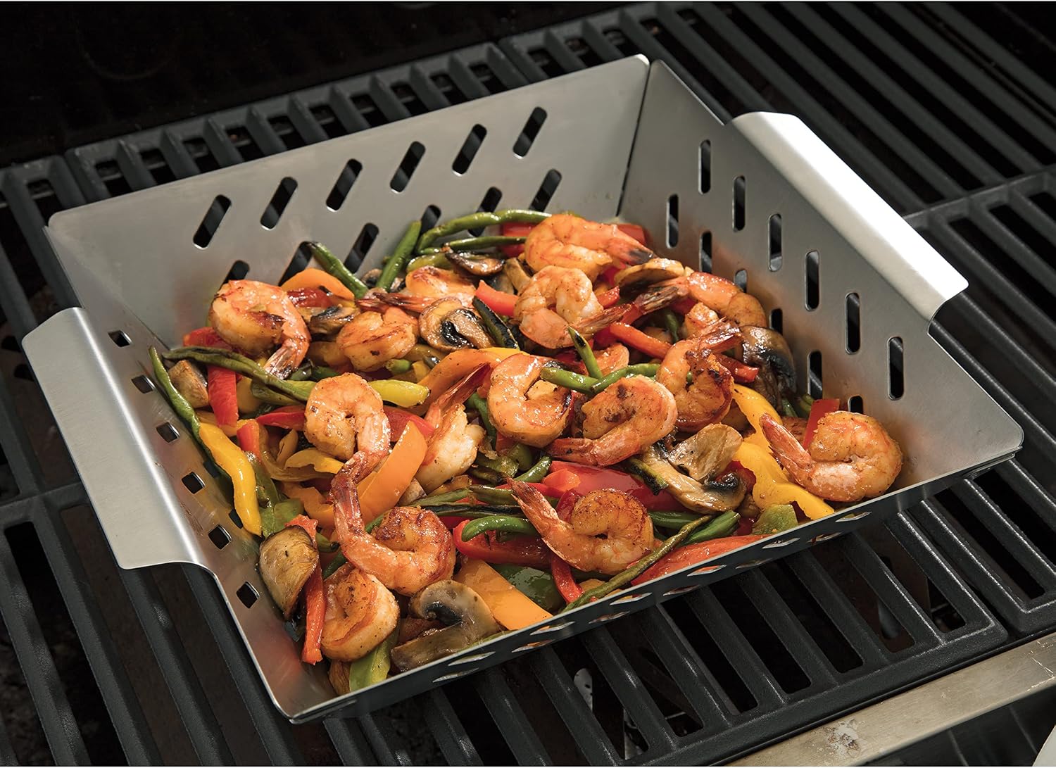 Cuisinart CGWM-019 Stainless Steel BBQ Wok - Grilling Basket with Built-in Handles