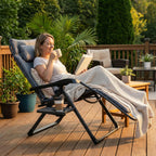 EVER ADVANCED Aluminum Zero Gravity Chair, 2.4" Padded, 350 lb Capacity | Oversized Reclining Lounge Chair with Adjustable Headrest and Side Table, Foldable for Camping, Patio, Lawn and Indoor Use