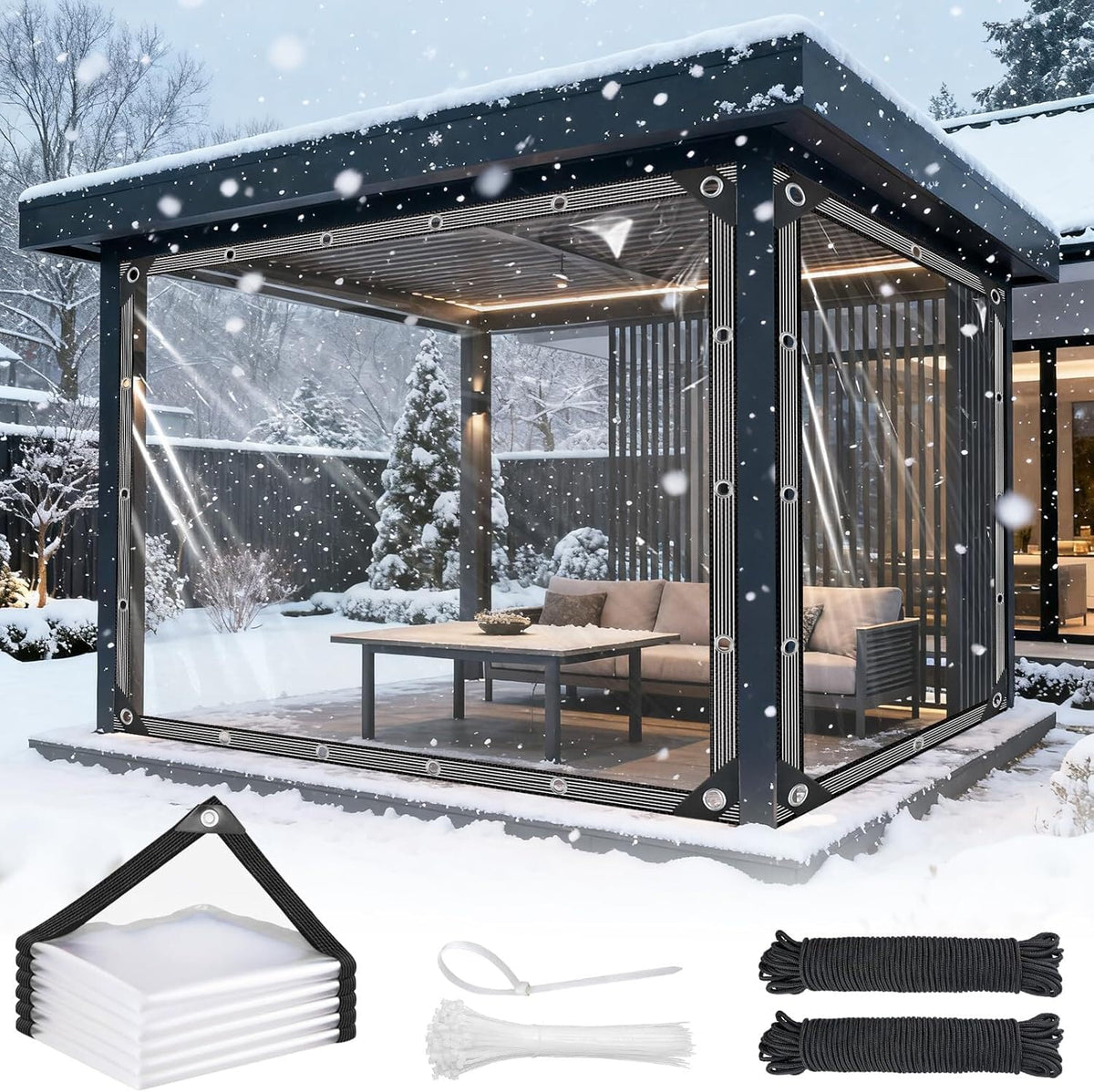 clear tarps heavy duty waterproof - 7x15ft clear, main product view