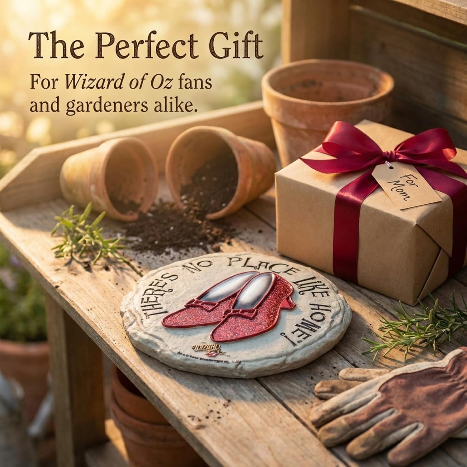 Spoontiques Ruby Slippers Stepping Stone - Wizard of Oz Decorative Garden Stone for Yard, Patio, Garden or Walkway - Outdoor or Indoor Home Decor