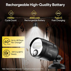 Rechargeable Battery Operated Motion Sensor Light,4000mAh Battery Powered Spotlight 600 Lumen Outdoor IP65 Waterproof for Porch,Yard,Wall,Garden
