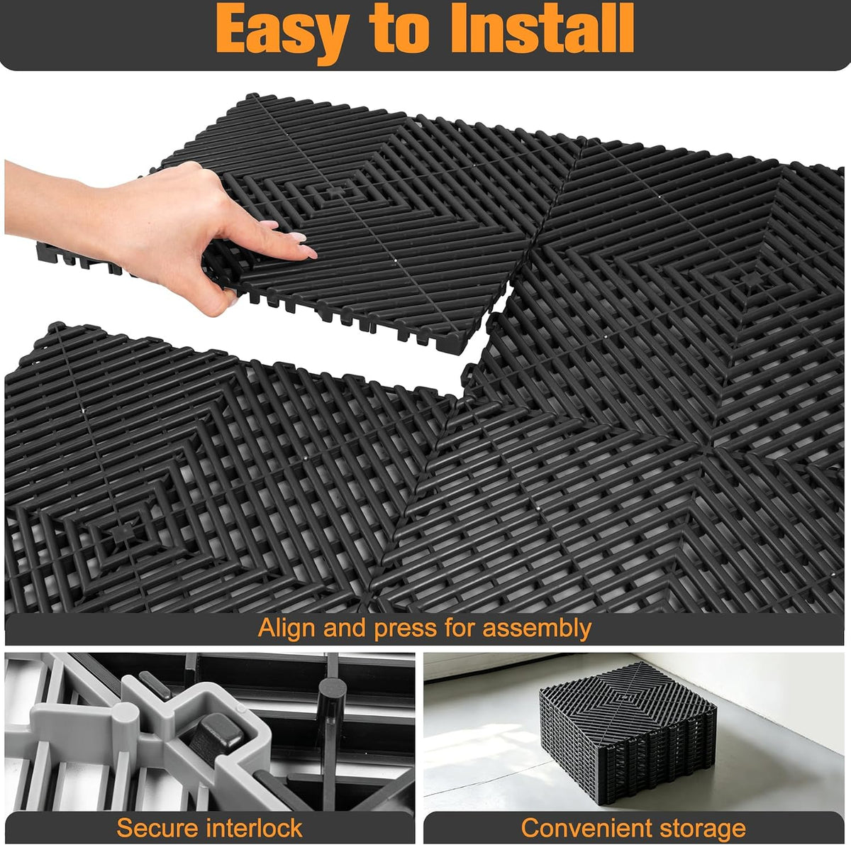 tolanbbt interlocking drainage tiles 12" x 12" modular showing dimensions