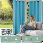 Outdoor Curtains for Patio Waterproof 6 Panels - Windproof, Privacy, Weatherproof Outside Drapes for Gazebo Pergola Porch, Grommet Top and Tab Bottom, 54x84 Inch, Teal