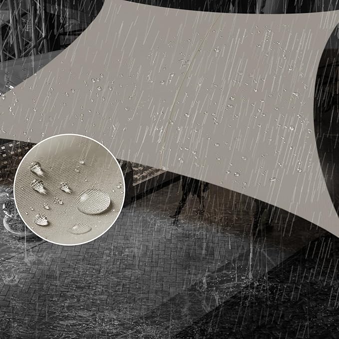 SUNNY GUARD Waterproof Sun Shade Sail 9' x 14' Taupe Rectangle UV Block Sunshade for Backyard Yard Deck Patio Garden Outdoor Activities and Facility(Customized)