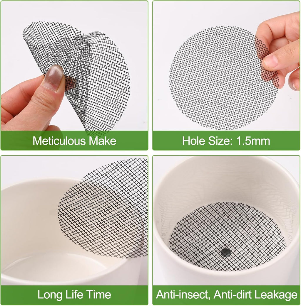 50 Pcs 4 Inch Mesh for Plant Pots Flower Pot Hole Pads Polyethylene Round Mesh Planting Pot Drainage Pads for Garden