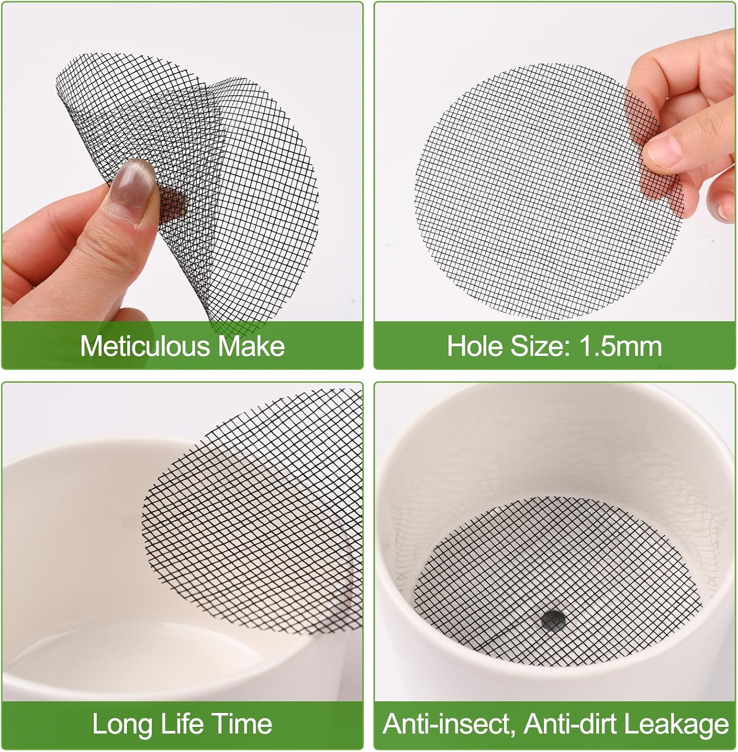 50 Pcs 4 Inch Mesh for Plant Pots Flower Pot Hole Pads Polyethylene Round Mesh Planting Pot Drainage Pads for Garden