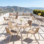 VINGLI PE Rattan Outdoor Dining Chairs Set of 2, Plastic Stackable Patio Chairs for Indoor, Porch, Restaurant, Garden,Champagne