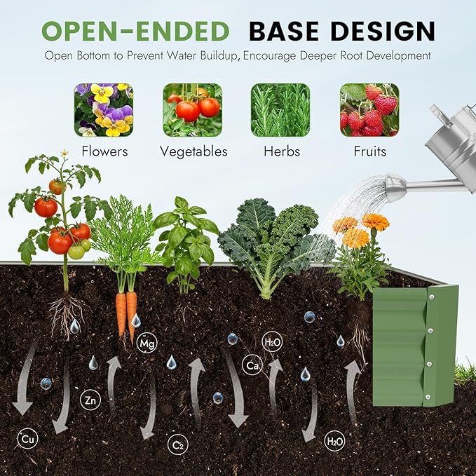 INNO STAGE 2Pcs Galvanized Raised Garden Bed Kit, 6x3x1FT Metal Raised Garden Beds for Vegetables, Rust-Resistant & Easy Assembly, Outdoor Raised Beds for Gardening, Flowers, Herbs (Green)