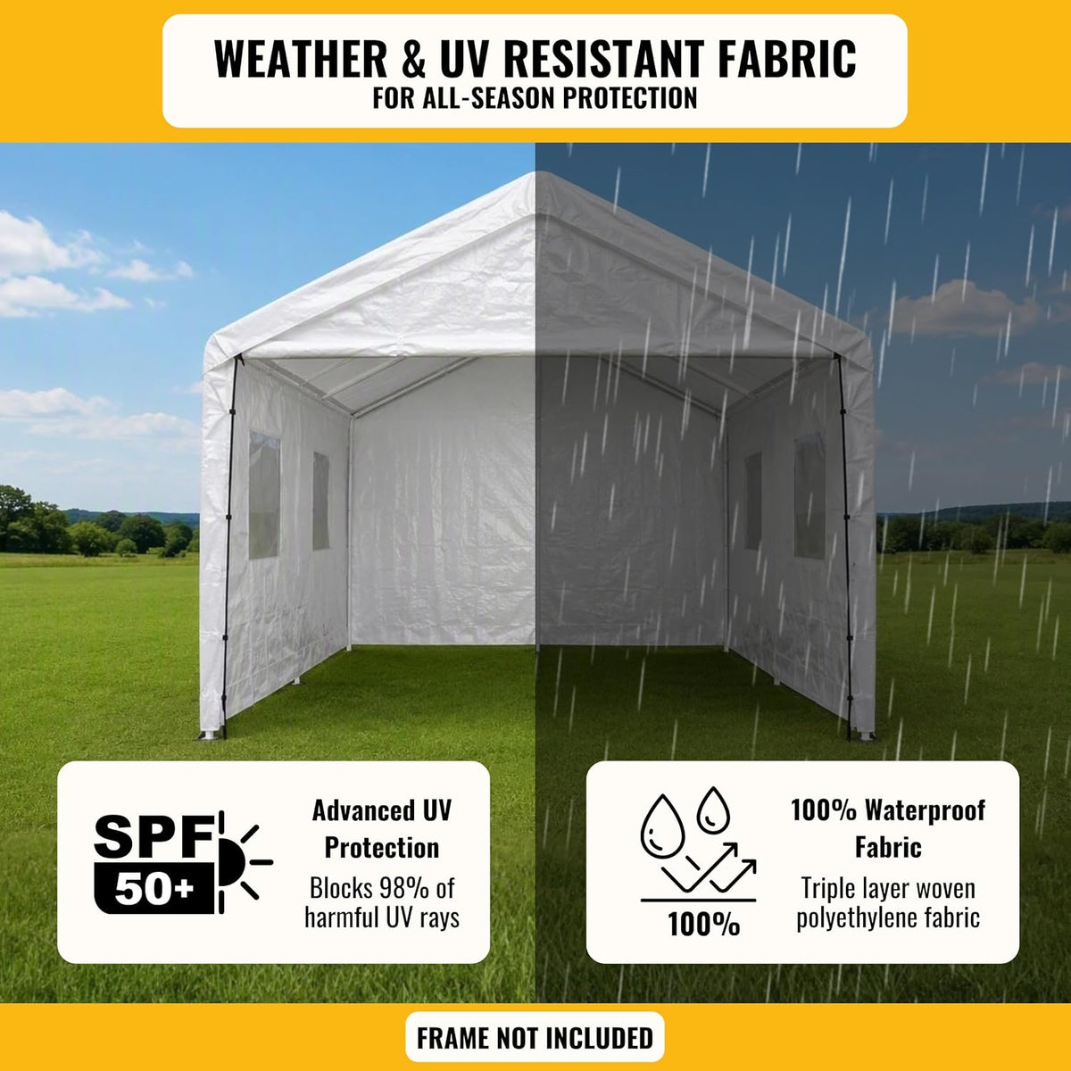 10x20 ft carport replacement canopy cover with enclosure, close-up detail