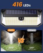 LUHLEE 416 LEDs Clip On Solar Lights Outdoor, 1500LM & 300° Angle Bright Motion Sensor Outdoor Lights with 3 Lighting Mode, IP65 Waterproof Solar Security Light for Fence, Patio, Backyard, Gutter (2)