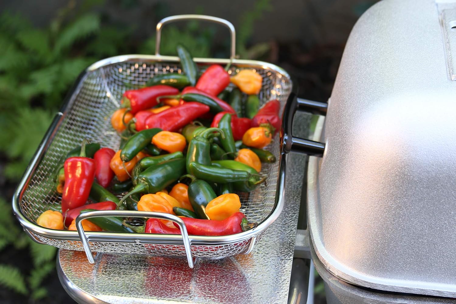 Outset 76359 Stainless Steel Grill Roasting Basket Silver