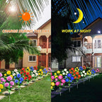 Solar Flower Lights Outdoor - Upgraded Two Modes Realistic LED Solar Powered Waterproof Roses, Decorative Stake for Garden (Orange, 1 Pack)