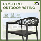 8 Pcs Stackable Patio Dining Chairs, Aluminum Rattan Outdoor Dining Chair with Arms, Woven Rope Garden Armchair Metal No Assembly for Bistro Balcony Porch Deck Yard Cafe Restaurant, Black