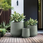 Kante 15.3"+11.6"+8.2" Dia Round Concrete Planter, Large Outdoor Indoor Planter Pots Containers with Drainage Holes and Rubber Plug for Home Garden Patio, Mint Green