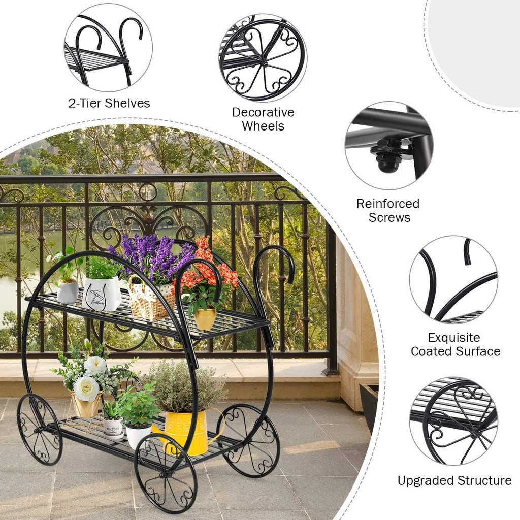 giantex garden cart metal plant stand with 4, package contents