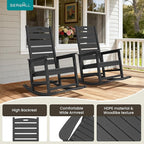 SERWALL Outdoor Rocking Chair Set of 2, Oversized Rocking Chair with Footboard for Adults, HDPE All Weather Resistant Rocking Chairs for Patio, 350lbs Weight Capacity, Gray