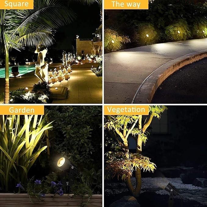 Svater Low Voltage Landscape Lighting Outdoor, 3W 250 LM Plug-in Outdoor Spotlights with Transformer for House Yard Pathway, 3000K Warm White Spot Lights IP65 Waterproof - 6 Pack