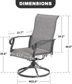 NUU GARDEN 2-Piece Patio Swivel Chairs, Swivel Dining Set, Light Gray | All-weather light gray textilene chairs for 2 Features 360-degree rotation and 15-degree rocking. High backrest for comfort