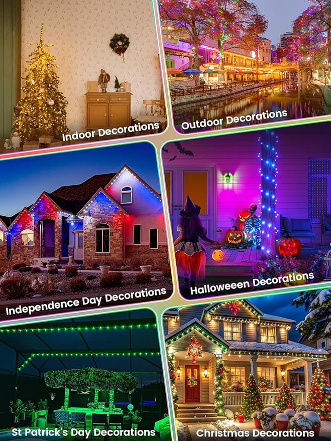 RGB Color Changing 33Ft 100LED St. Patrick's Day Fairy Lights Battery Operated, Waterproof String Lights USB Powered with Timer for Indoor & Outdoor, 18 Colors & Multicolor for Bedroom Christmas Decor