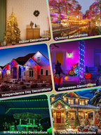 RGB Color Changing 33Ft 100LED St. Patrick's Day Fairy Lights Battery Operated, Waterproof String Lights USB Powered with Timer for Indoor & Outdoor, 18 Colors & Multicolor for Bedroom Christmas Decor