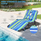 GYMAX Tanning Chair, 350lbs Beach Lounge Chair with Face Hole, Washable Pillow & Carry Strap, Adjustable Folding Chaise Lounge, Layout Lounger for Outside, Patio, Poolside, Lawn (2, Stripe)