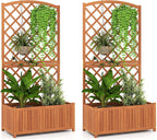 giantex solid acacia wood planter box with trellis, main product view