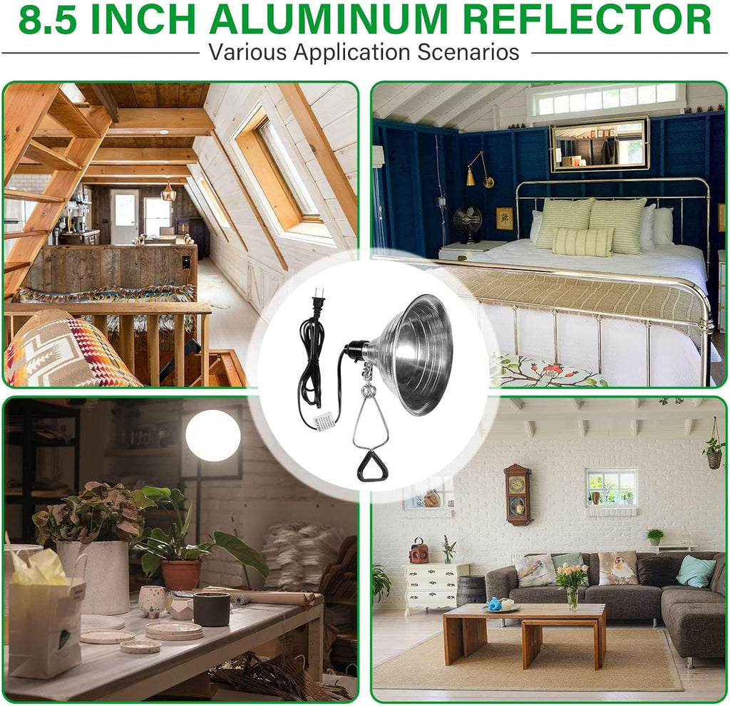 Simple Deluxe Clamp Light with 8.5 Inch Adjustable Aluminum Reflector, Suit for E26 Socket Max 150 Watt Lamp (No Bulb Included), 6 Feet 18/2 SPT-2 Cord, 2 Pack