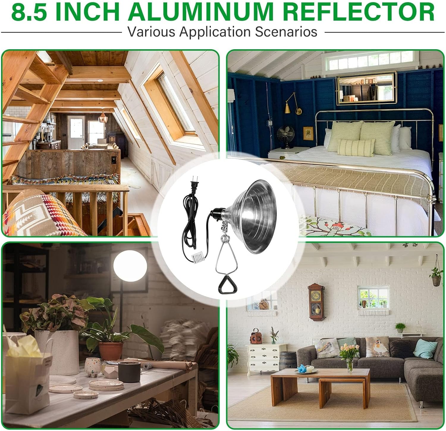 Simple Deluxe Clamp Light with 8.5 Inch Adjustable Aluminum Reflector, Suit for E26 Socket Max 150 Watt Lamp (No Bulb Included), 6 Feet 18/2 SPT-2 Cord, 2 Pack
