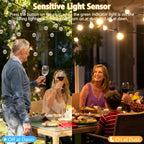 G40 LED Outdoor String Lights, 100FT LED Patio Lights with Light Sensor Timer, 52 Shatterproof Globe Bulbs(2 Spare), Waterproof Connectable Hanging Lights for Backyard Porch Balcony Decor
