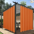 HolidayIdeas Extra Wide Outdoor Curtains for Patio Waterproof, 2 Panels - 110 x 84 Inch - Privacy & Light Filtering Curtains Grommet Outside Curtains for Porch, Gazebo, Backyard (Mecca Orange)